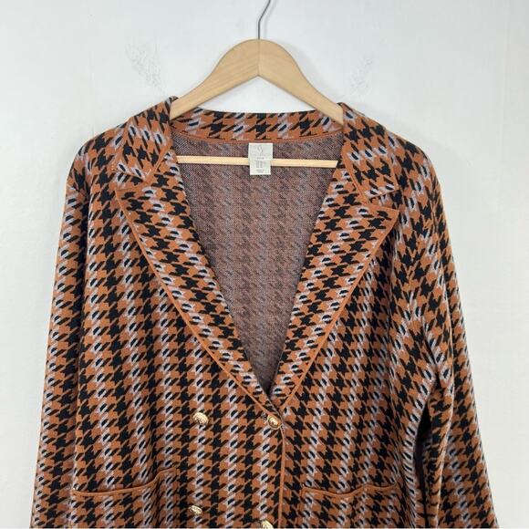 Joie Houndstooth Double Breasted Sweater Cardigan Blazer Jacket Size XL - Picture 5 of 10